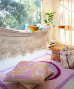 Leah Singh Melanie Wool Floor Pillow Cover - Pink + Blush