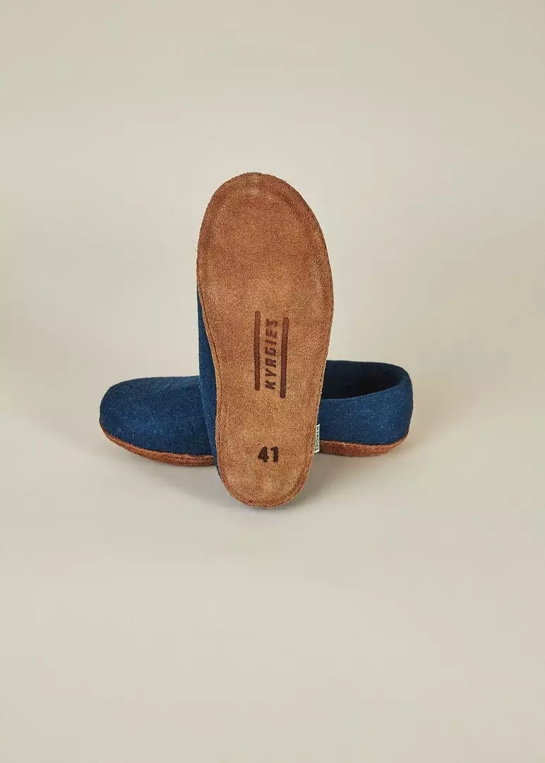 Kyrgies Men's Molded Sole High Back Wool Slippers - Navy 4 Kyrgies Men's Molded Sole High Back Wool Slippers - Navy