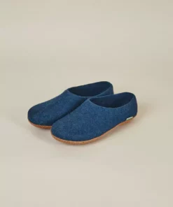 Kyrgies Men's Molded Sole High Back Wool Slippers - Navy