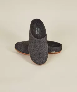Kyrgies Men's Molded Sole Low Back Wool Slippers - Charcoal