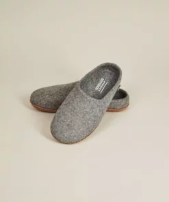 Kyrgies Men's Natural Sole Low Back Wool Slippers - Gray