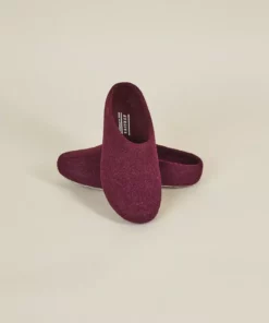 Kyrgies Men's Classic Sole Low Back Wool Slippers - Plum Best Sellers