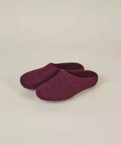 Kyrgies Men's Classic Sole Low Back Wool Slippers - Plum Best Sellers