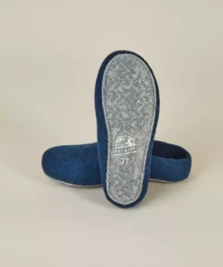 Kyrgies Men's Classic Sole Low Back Wool Slippers - Navy