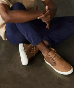 Nisolo Men's Cortez Mid Top Sneaker - Tobacco