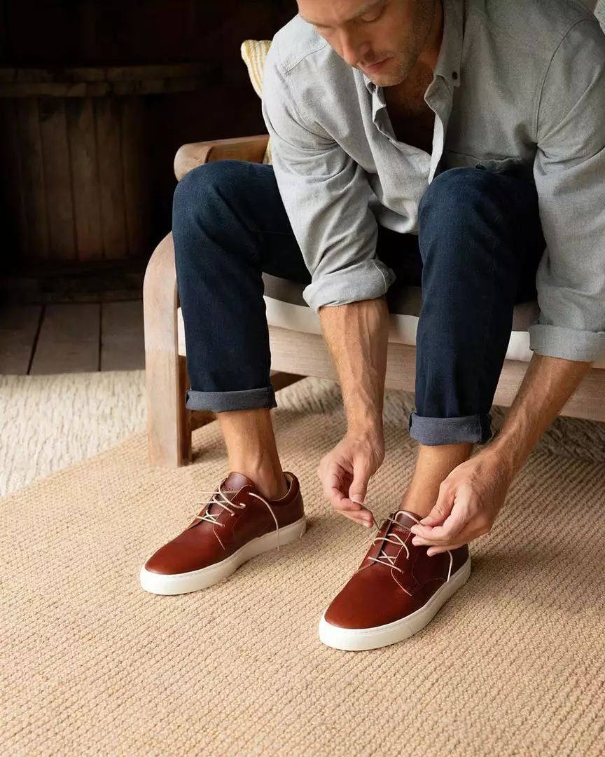 Nisolo Men's Diego Low Top Sneaker - Brandy 3 Nisolo Men's Diego Low Top Sneaker - Brandy