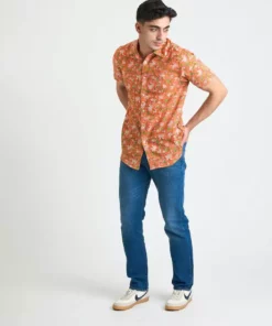 Dushyant Asthana Men's Prat Short Sleeve Shirt - Orange Floral