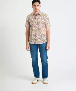 Dushyant Asthana Men's Prat Short Sleeve Shirt - White Lotus