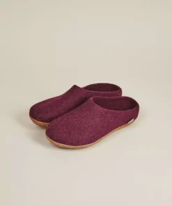 Kyrgies Men's Molded Sole Low Back Wool Slippers - Plum Best Sellers