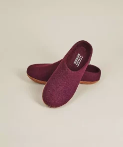 Kyrgies Men's Molded Sole Low Back Wool Slippers - Plum Best Sellers