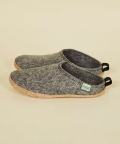 Kyrgies Men's Wool Slipper Slides - Gray