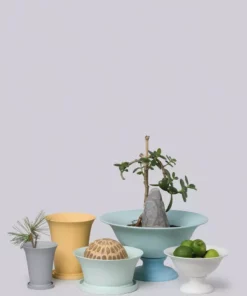 Middle Kingdom Planters + Vases Footed Porcelain Vase - Denim