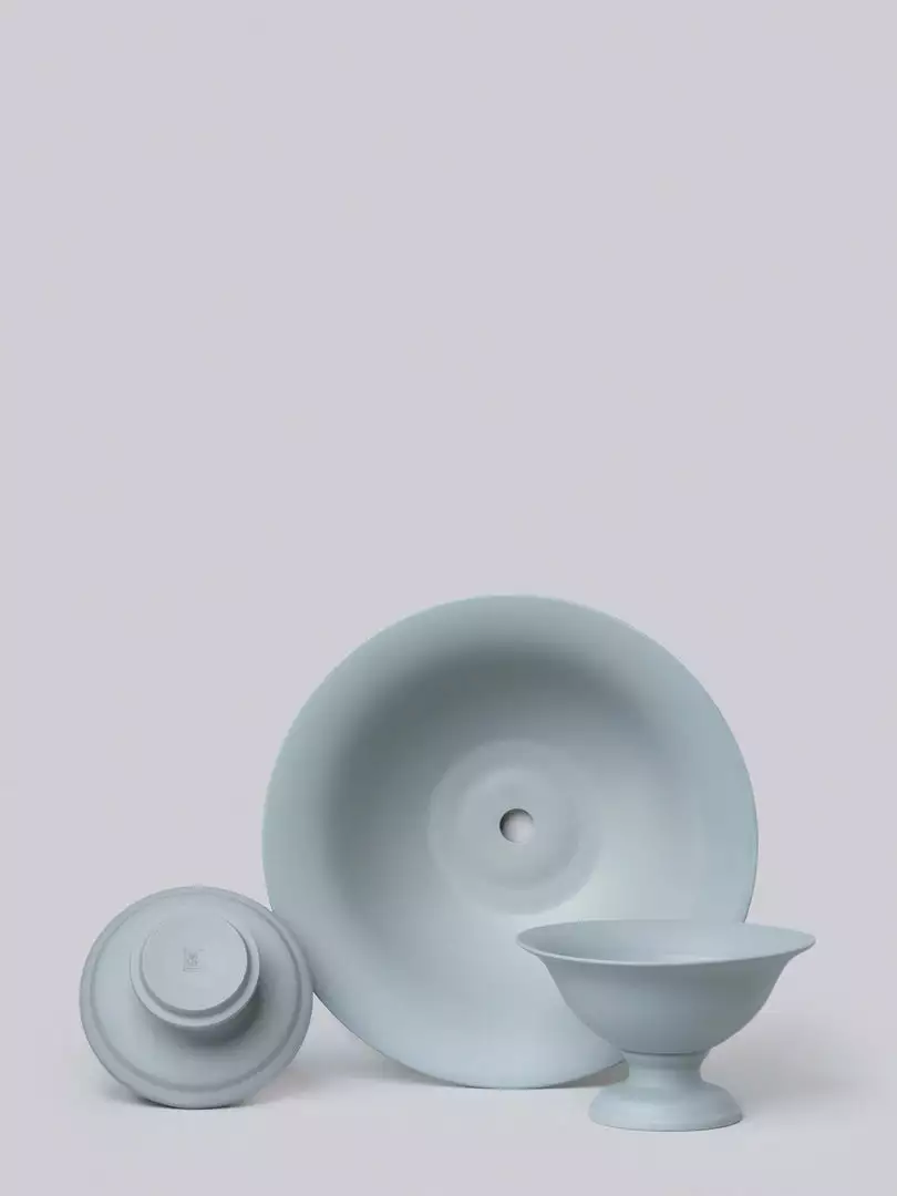 Middle Kingdom Footed Porcelain Vase - Steel Gray Planters + Vases 3 Middle Kingdom Footed Porcelain Vase - Steel Gray Planters + Vases