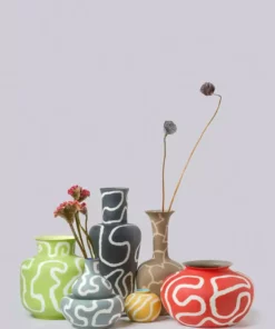 Middle Kingdom BIPOC Owned Memphis Apple Vase - Black