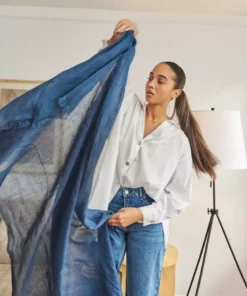 Studio Variously Midnight Blue Linen Scarf Accessories 12 Studio Variously Midnight Blue Linen Scarf Accessories