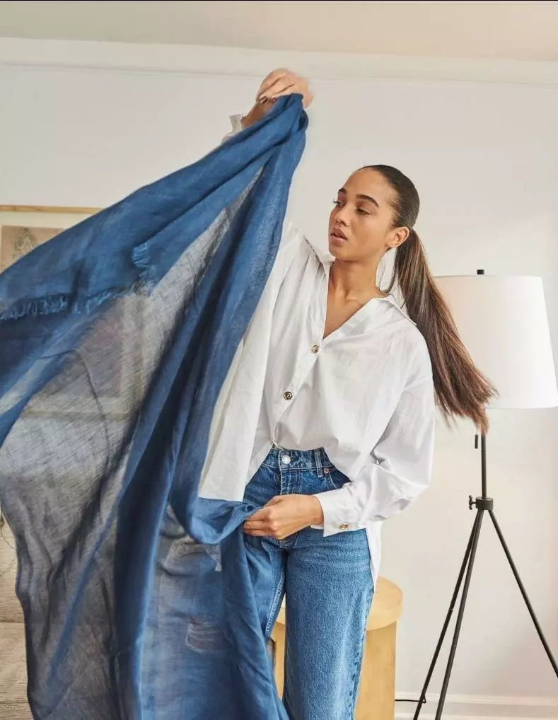 Studio Variously Midnight Blue Linen Scarf Accessories 4 Studio Variously Midnight Blue Linen Scarf Accessories