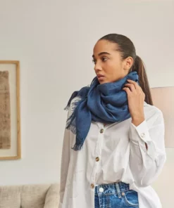 Studio Variously Midnight Blue Linen Scarf  Accessories