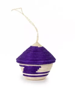Azizi Life BIPOC Owned Miniature Basket Ornament - Purple