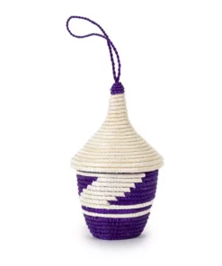Azizi Life BIPOC Owned Miniature Basket Ornament - Purple