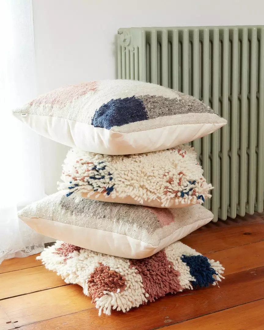 Minna Antigua Wool Shag Throw Pillow Handcrafted 3 Minna Antigua Wool Shag Throw Pillow Handcrafted