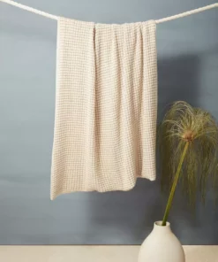 Minna Handcrafted Basket Alpaca Throw Blanket - Camel