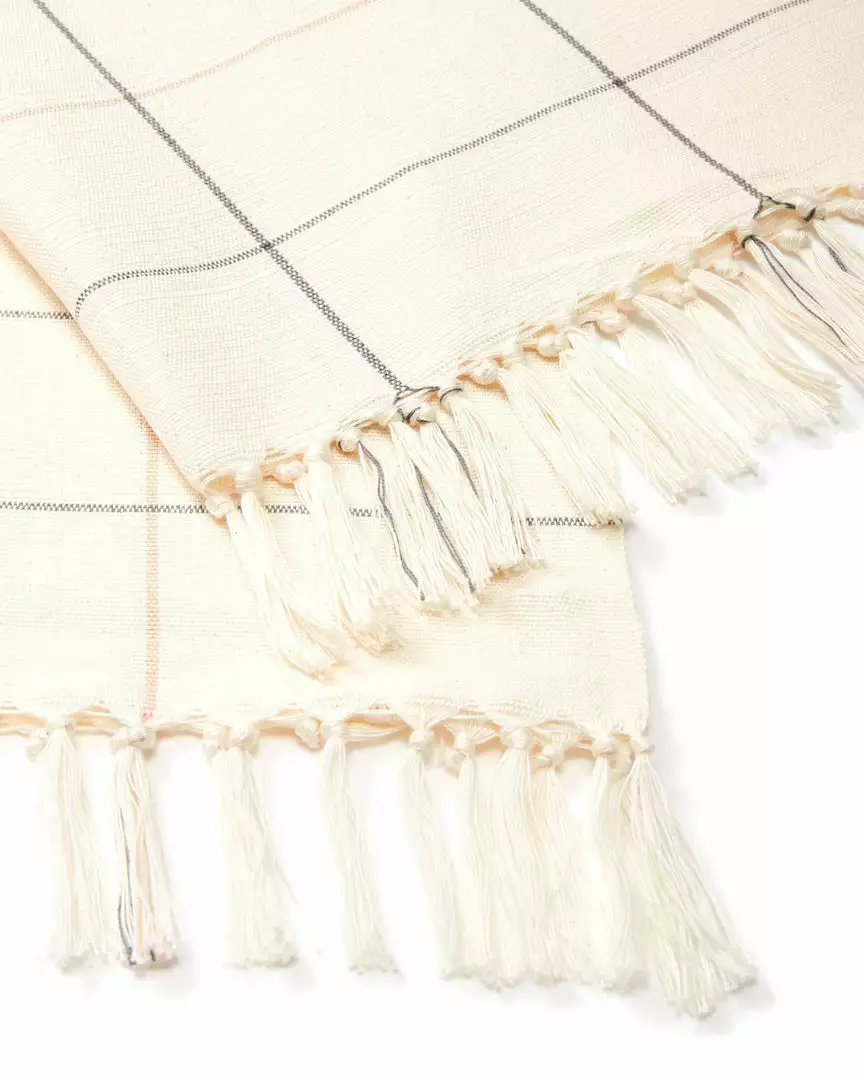 Minna Handcrafted Cream Grid Towel 3 Minna Handcrafted Cream Grid Towel