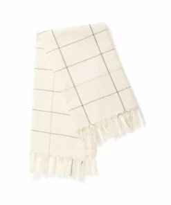 Minna Handcrafted Cream Grid Towel