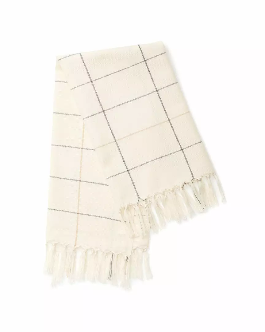 Minna Handcrafted Cream Grid Towel 2 Minna Handcrafted Cream Grid Towel