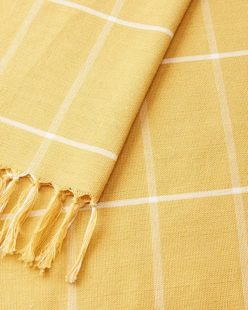 Minna Handcrafted Gold Grid Towel 4 Minna Handcrafted Gold Grid Towel