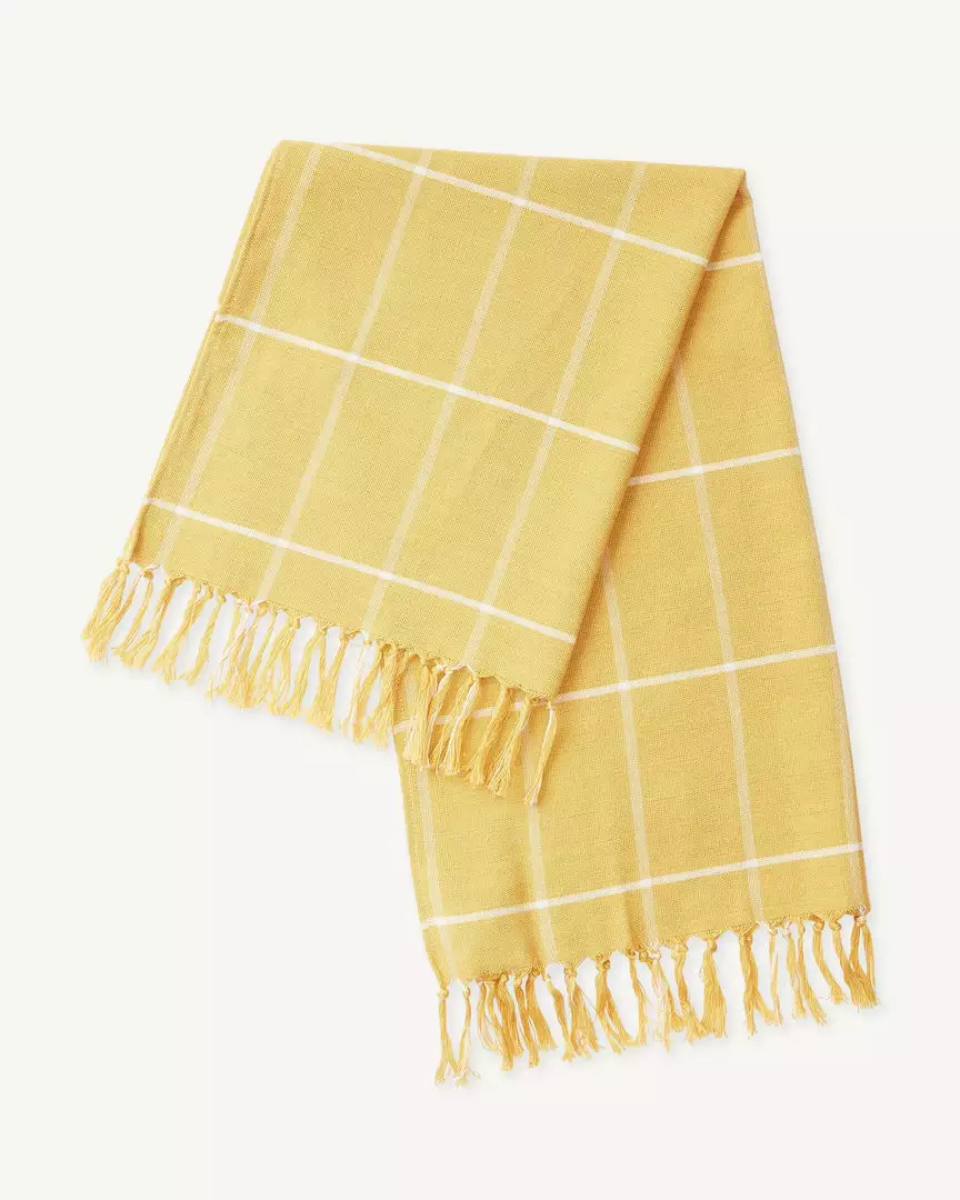 Minna Handcrafted Gold Grid Towel 3 Minna Handcrafted Gold Grid Towel