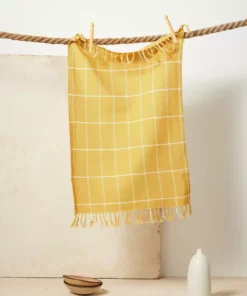 Minna Handcrafted Gold Grid Towel