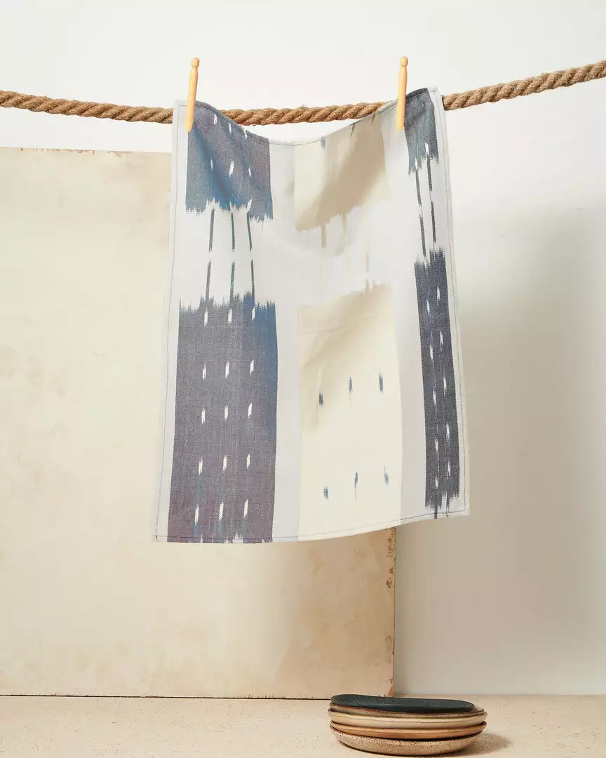 Minna Ikat Towel Indigo Handcrafted 1 Minna Ikat Towel Indigo Handcrafted