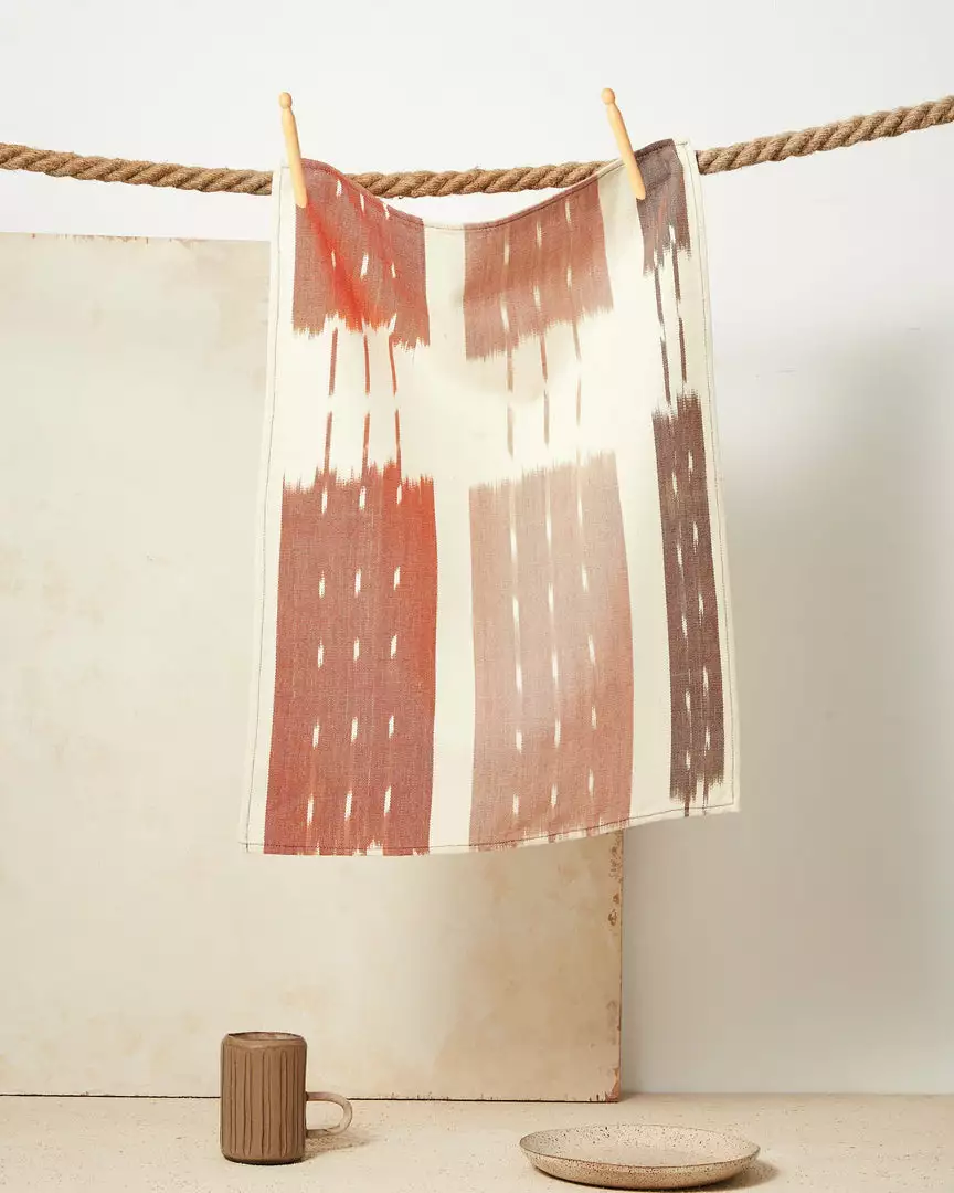 Minna Ikat Towel Rust Handcrafted 1 Minna Ikat Towel Rust Handcrafted