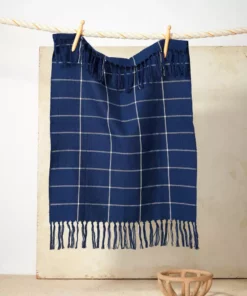 Minna Handcrafted Indigo Grid Towel