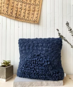 Minna Moon Shag Pillow - Monochrome Indigo