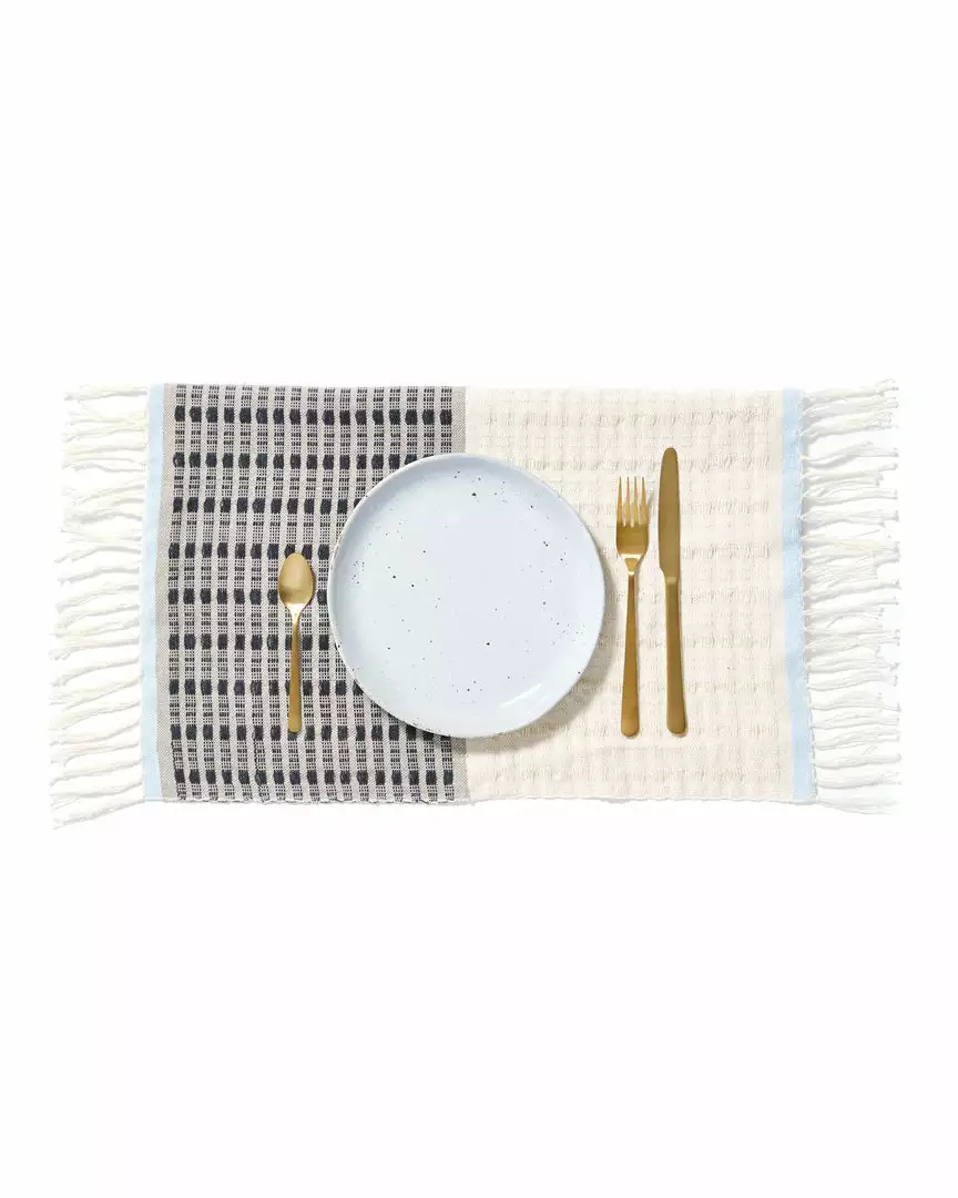 Minna Handcrafted Texture Placemat - Blue 2 Minna Handcrafted Texture Placemat - Blue