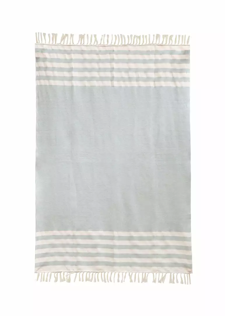 Kiliim Mint Stripes Throw Blanket Home Goods 2 Kiliim Mint Stripes Throw Blanket Home Goods