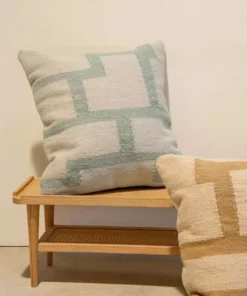 Kiliim Mint Tetris Wool Throw Pillow Cover New Arrivals
