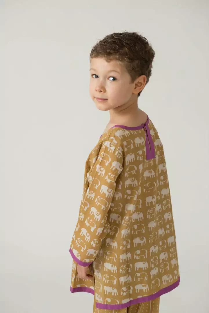 Mirasa Design Baby Elephant Tunic - Forest Yellow 2 Mirasa Design Baby Elephant Tunic - Forest Yellow