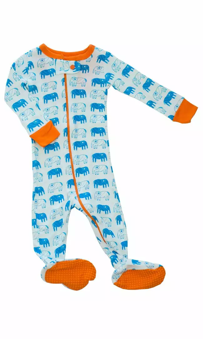 Mirasa Design Baby Footed Elephant Onesie - Orange 1 Mirasa Design Baby Footed Elephant Onesie - Orange