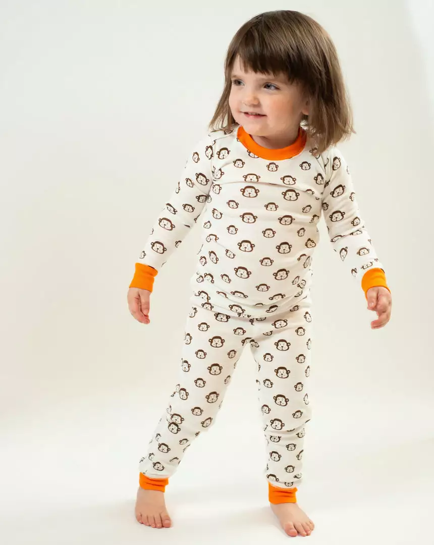 Mirasa Design Kids' + Baby Kids' Monkey Pajama Set - Orange 1 Mirasa Design Kids' + Baby Kids' Monkey Pajama Set - Orange