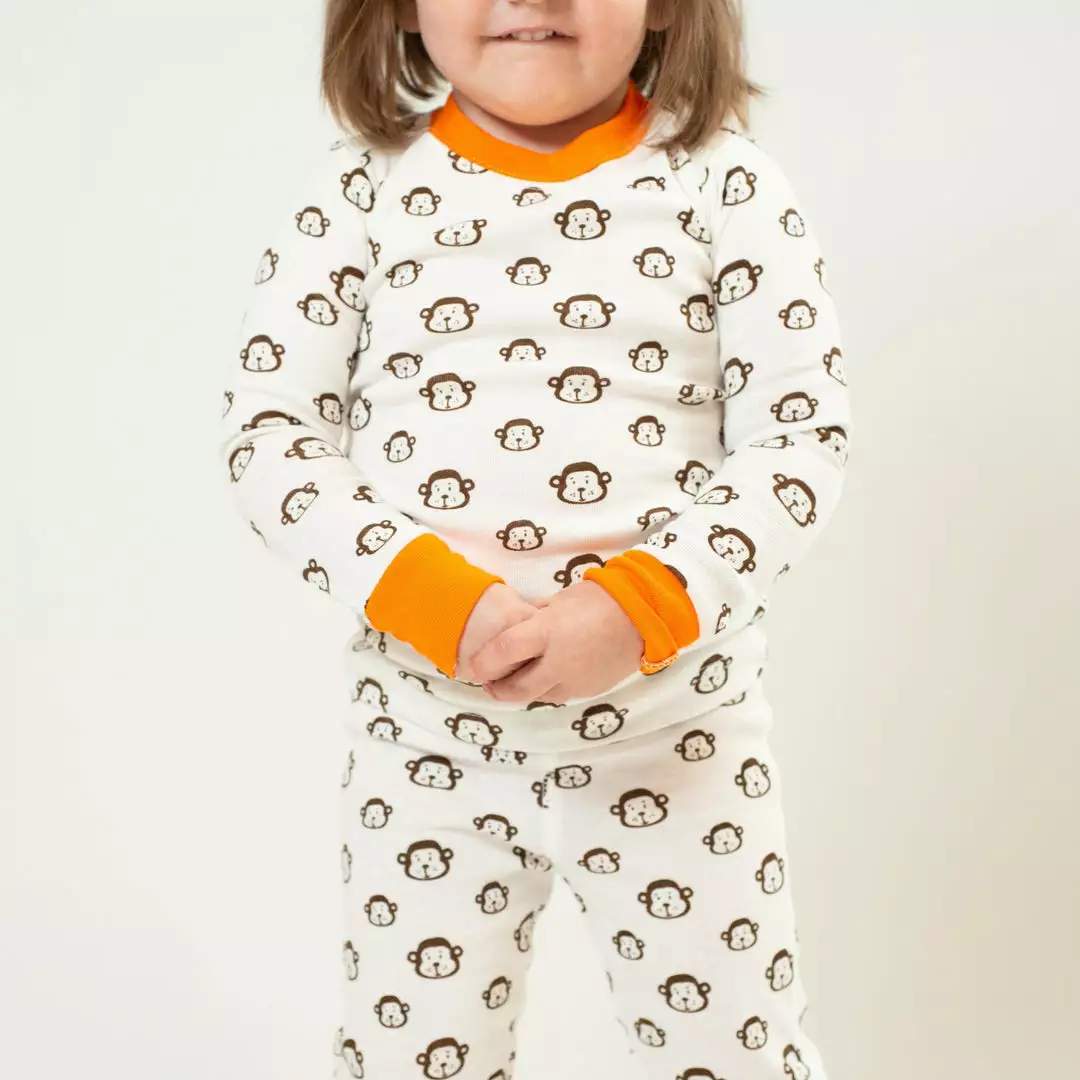 Mirasa Design Kids' + Baby Kids' Monkey Pajama Set - Orange 3 Mirasa Design Kids' + Baby Kids' Monkey Pajama Set - Orange