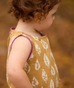 Mirasa Design Baby Gifts Baby Bold Leaf Dress - Forest Yellow