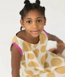 Mirasa Design Kids' + Baby Baby Polka Dress - Forest Yellow