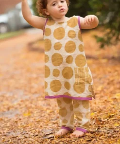 Mirasa Design Kids' + Baby Baby Polka Dress - Forest Yellow