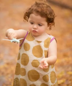 Mirasa Design Kids' + Baby Baby Polka Dress - Forest Yellow