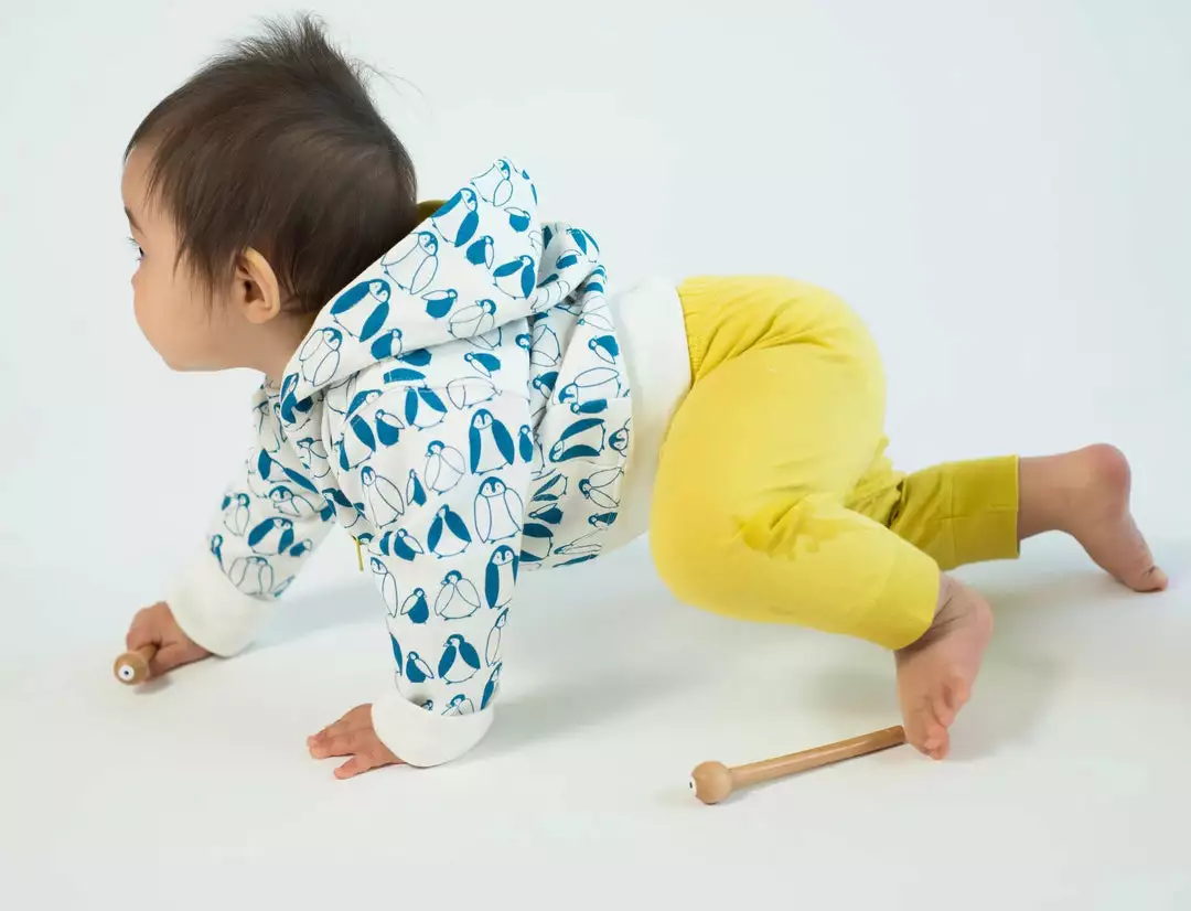 Mirasa Design Baby Penguin Hoodie - Celery 1 Mirasa Design Baby Penguin Hoodie - Celery