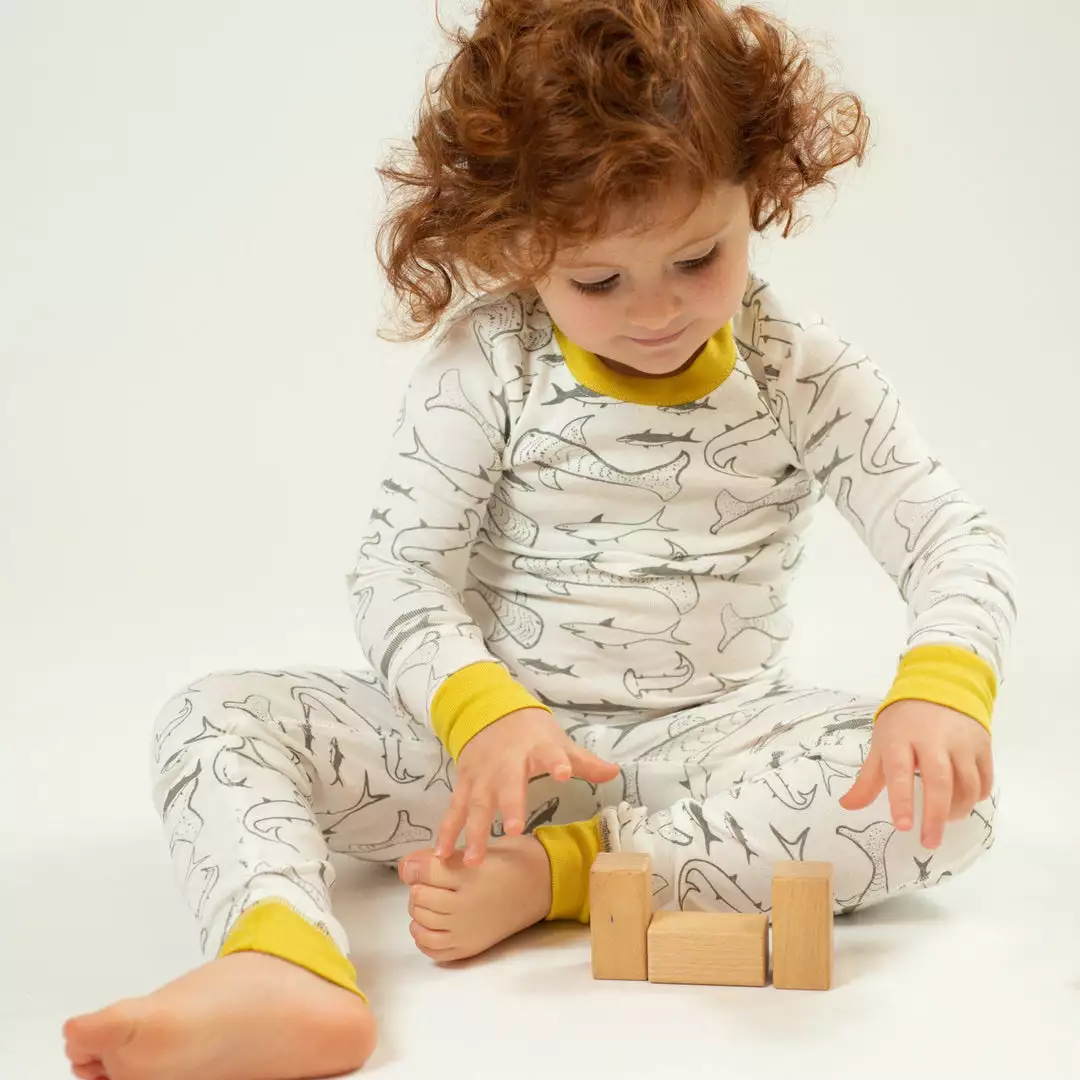 Mirasa Design Kids' + Baby Kids' Shark Pajama Set - Celery 2 Mirasa Design Kids' + Baby Kids' Shark Pajama Set - Celery