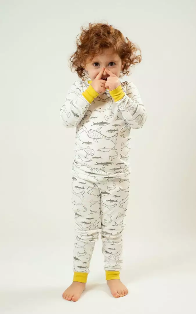 Mirasa Design Kids' + Baby Kids' Shark Pajama Set - Celery 1 Mirasa Design Kids' + Baby Kids' Shark Pajama Set - Celery