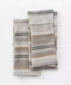 Coyuchi Home Goods Mojave Linen Kitchen Towel Set - Gray
